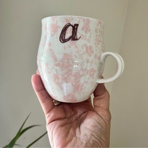 Anthropologie Homegrown monogram mug let  “a” great condition soft pink …